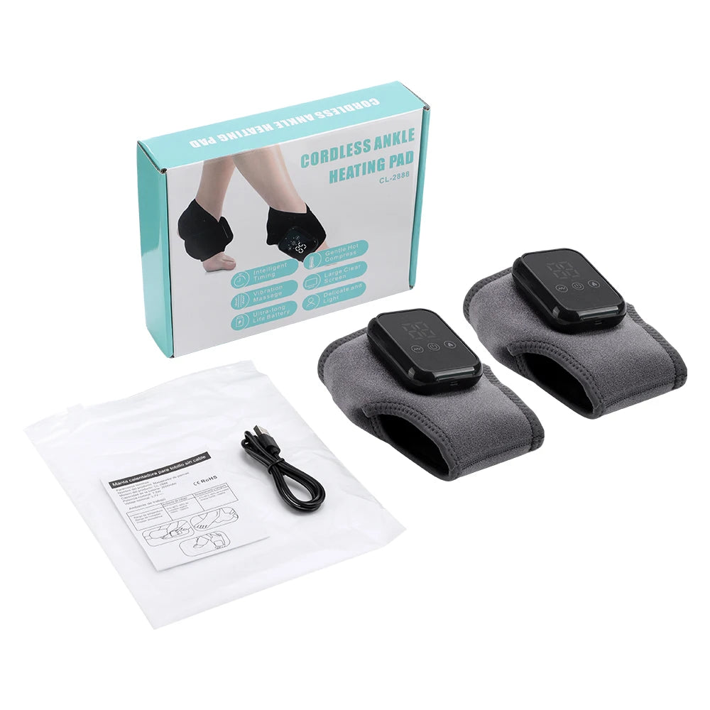 Electric Heated Ankle Massager Brace Heat, Vibration & Support