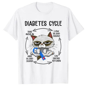 Diabetes Awareness Cat Cycling T-Shirt β Cute Graphic Tee