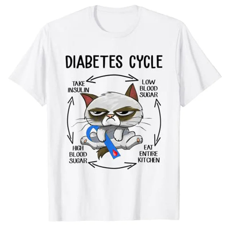 Diabetes Awareness Cat Cycling T-Shirt β Cute Graphic Tee