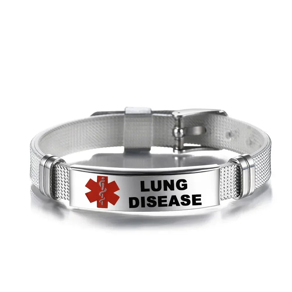Type 1 Diabetes Medical Alert ID Bracelet Stainless Steel Mesh ICE SOS