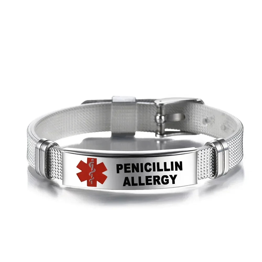 Type 1 Diabetes Medical Alert ID Bracelet Stainless Steel Mesh ICE SOS
