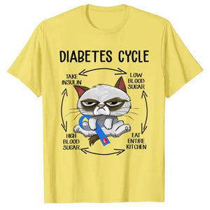 Diabetes Awareness Cat Cycling T-Shirt β Cute Graphic Tee