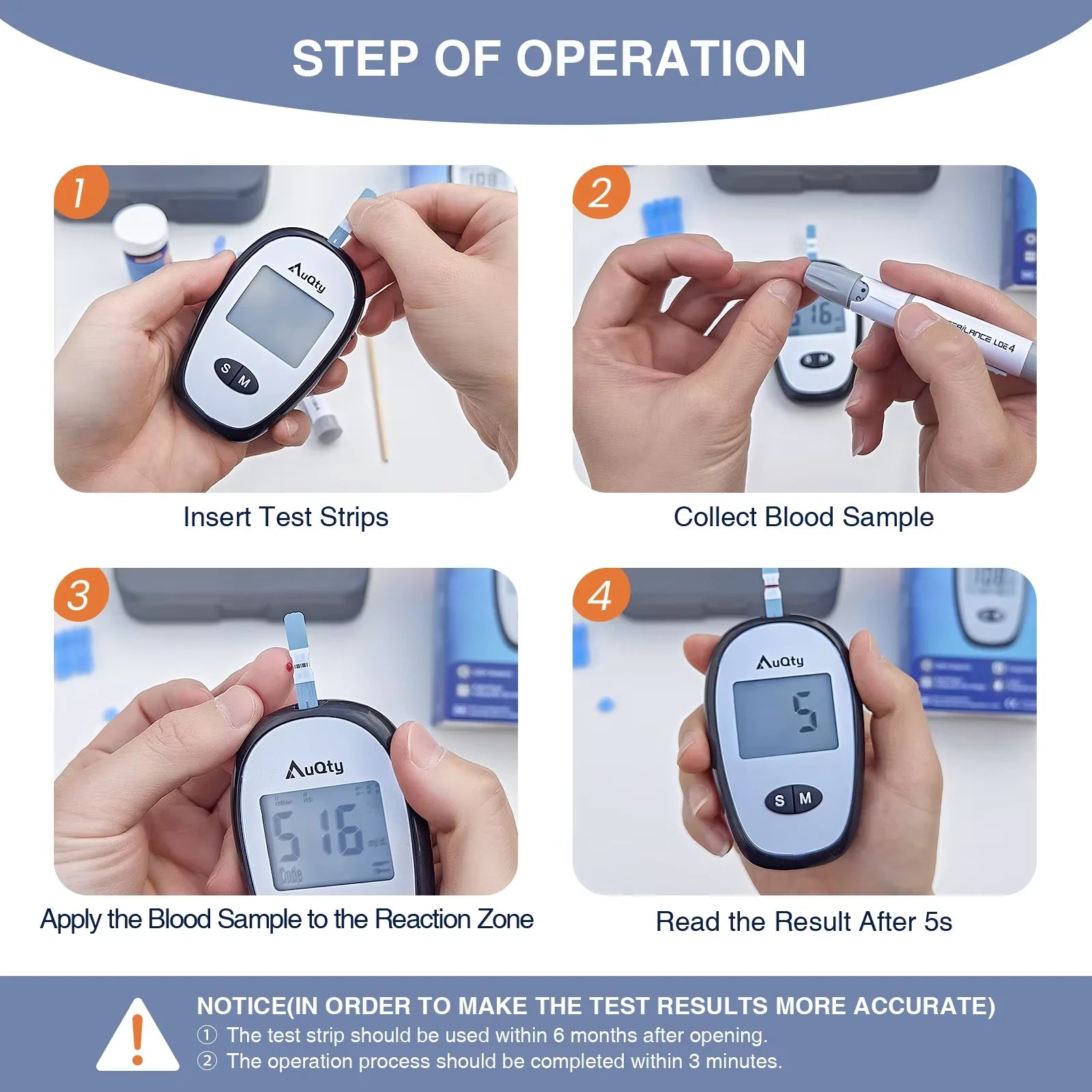 Blood Glucose Meter Kit Fast-Result Diabetes Monitor with Test Strips