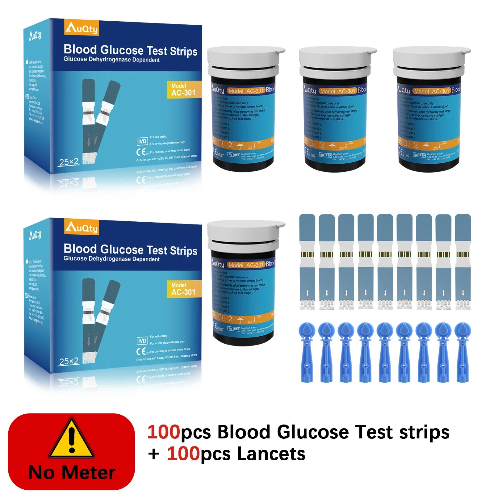 Blood Glucose Meter Kit Fast-Result Diabetes Monitor with Test Strips