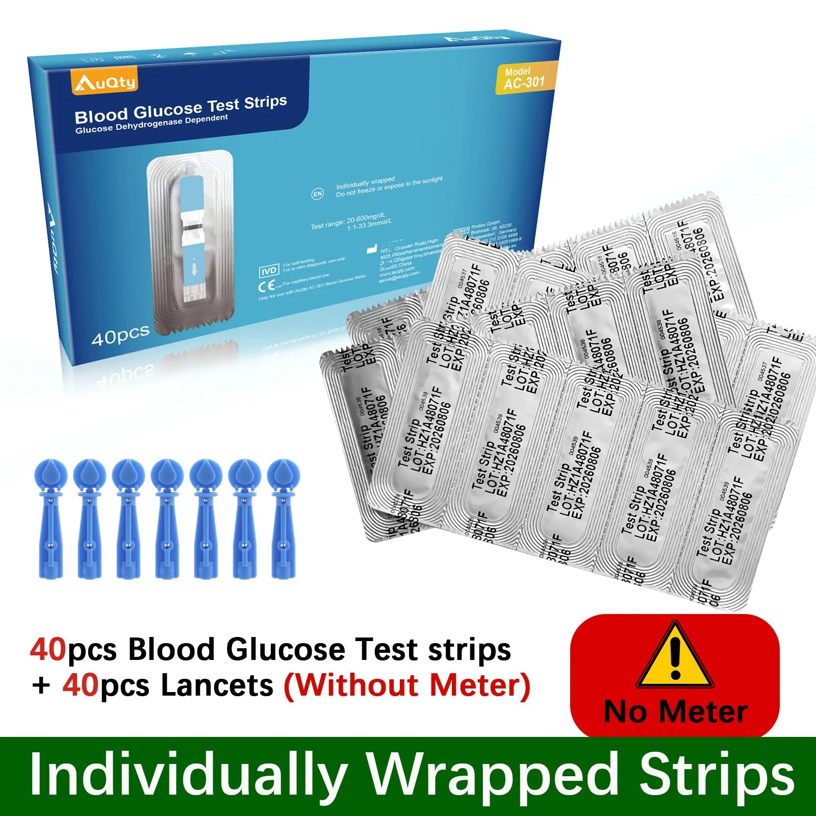 Blood Glucose Meter Kit Fast-Result Diabetes Monitor with Test Strips