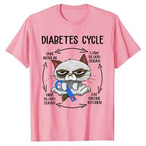 Diabetes Awareness Cat Cycling T-Shirt – Cute Graphic Tee