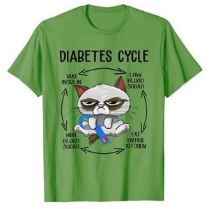 Diabetes Awareness Cat Cycling T-Shirt – Cute Graphic Tee