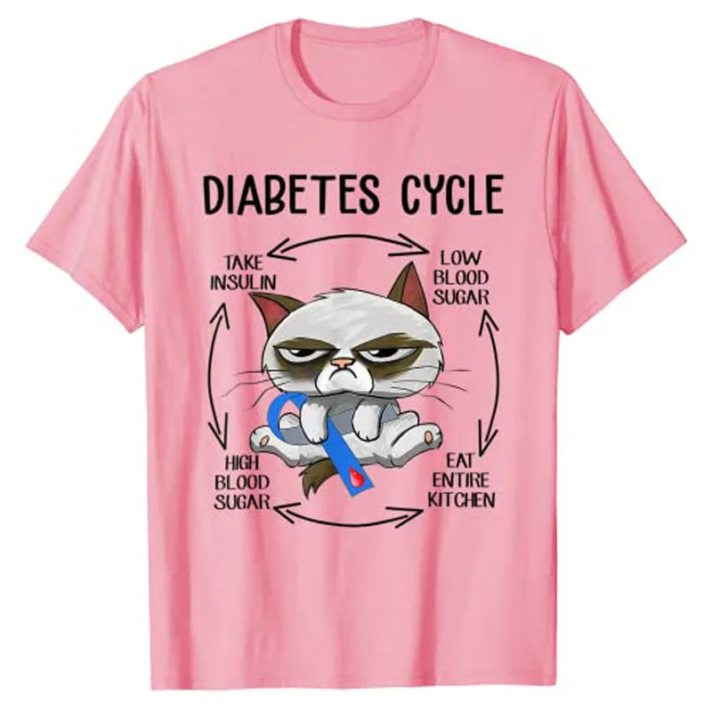 Diabetes Awareness Cat Cycling T-Shirt – Cute Graphic Tee