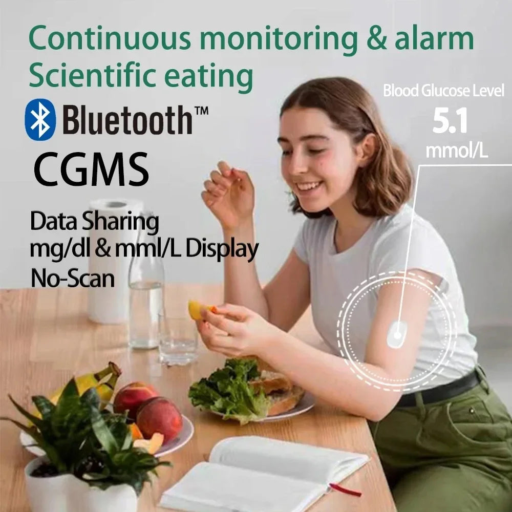 Freestyle Libre Sensor Bluetooth Scan Free Remote Data Sharing Aidex Dynamic Blood Glucose Monitoring CGMS 24h Realtime Monitor
