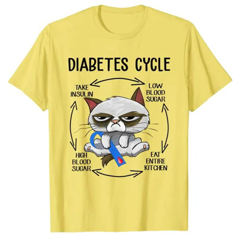 Diabetes Awareness Cat Cycling T-Shirt – Cute Graphic Tee