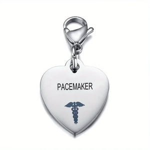 Heart-Shaped Medical ID Keychain Stainless Steel Diabetes Emergency Pendant