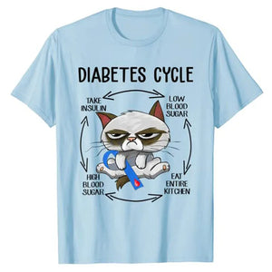 Diabetes Awareness Cat Cycling T-Shirt – Cute Graphic Tee
